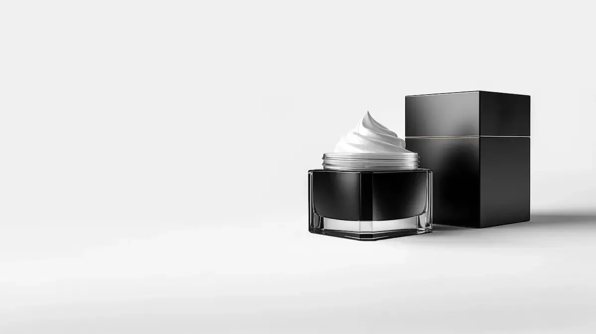 Pot cosmétique noir et étui assorti